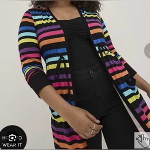 Brand New Torrid Super Soft Anorak Cinch Waist Hooded Cardigan…Multi Stripe